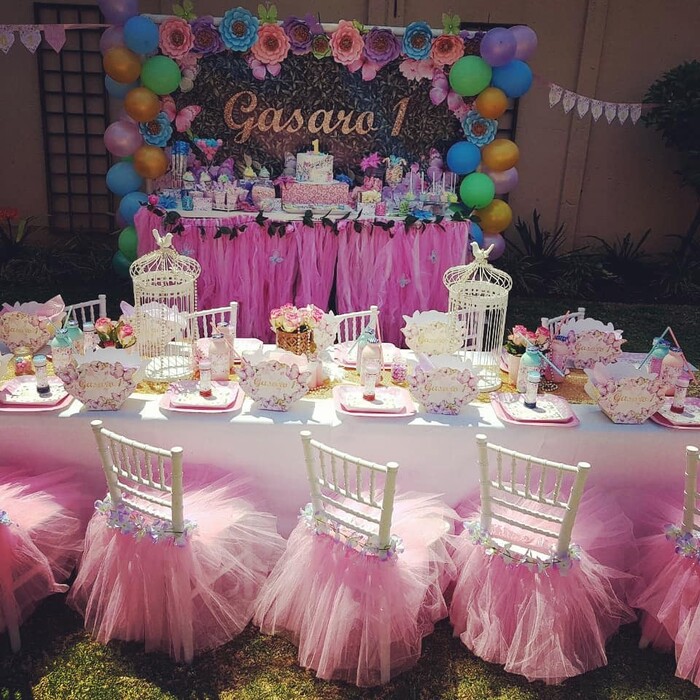 Kiddies tiffany chairs used for the party setup.