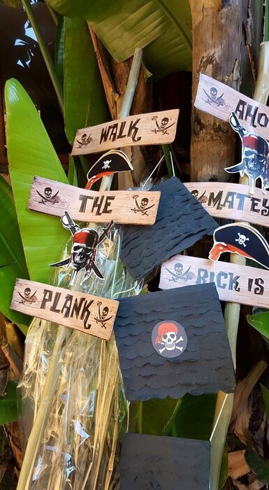 Our custom made Pirates party supplies include personalised pvc banners, party packs, movie boxes and more.