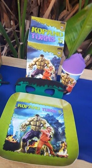 Personalized The Hulk party supplies and The Hulk birthday decor for sale.