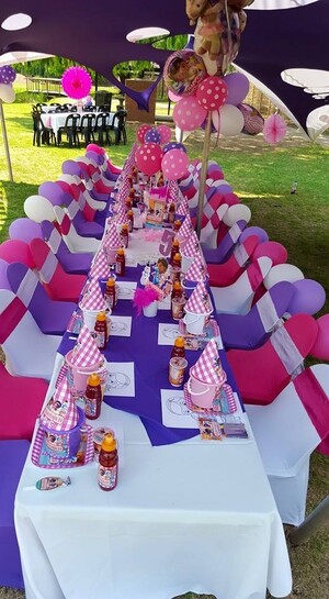 Kiddies Theme Parties hire out gazebos, picnic tables, umbrellas and photo boards for your baby shower.