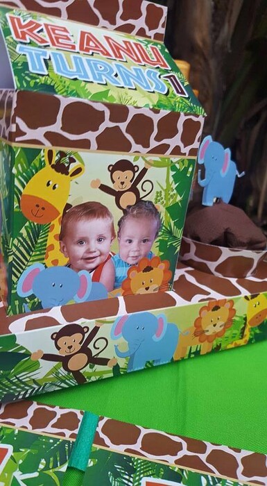 Kiddies Theme Parties not only make personalised Baby Safari party supplies, we can also do the entire party setup for you.