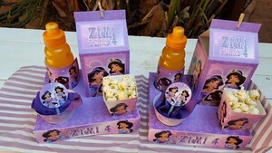 Personalized Princess Jasmine and Alladin party supplies and Princess Jasmine and Alladin birthday decor for sale.