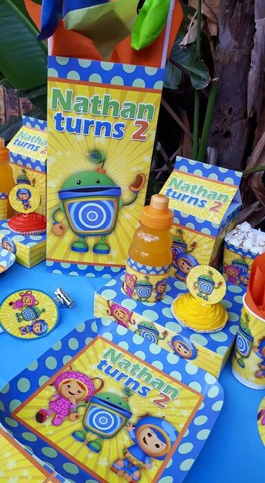 Our custom made Team Umizoomi party supplies include party hats, printed t-shirts, badges and more.