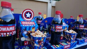 Our custom made Avengers party supplies include personalised pvc banners, party packs, movie boxes and more.